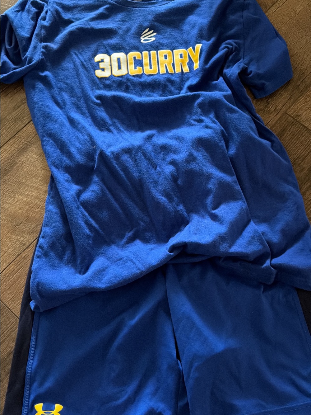Under Armour Blue '30 Curry' Short Sleeve Tee with Yellow & White Graphic